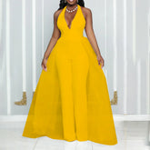 Mesh Stitching Fashion Plus Size Jumpsuit