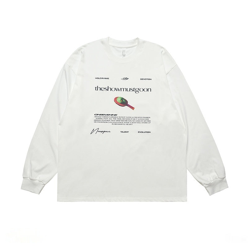 Letter Printed Cotton Long-sleeved T-shirt