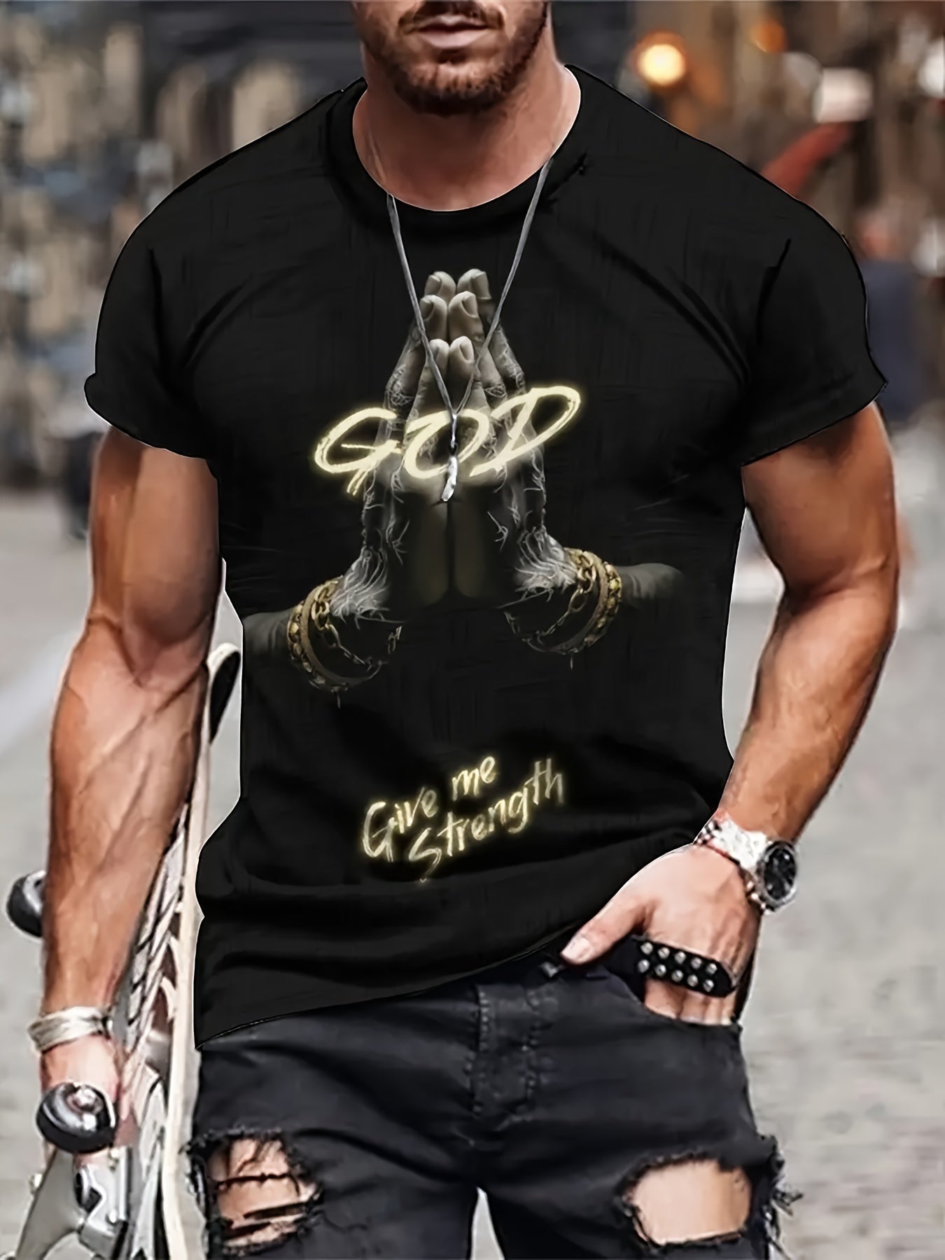 God Gives Me Strength Men's Comfortable T-shirt