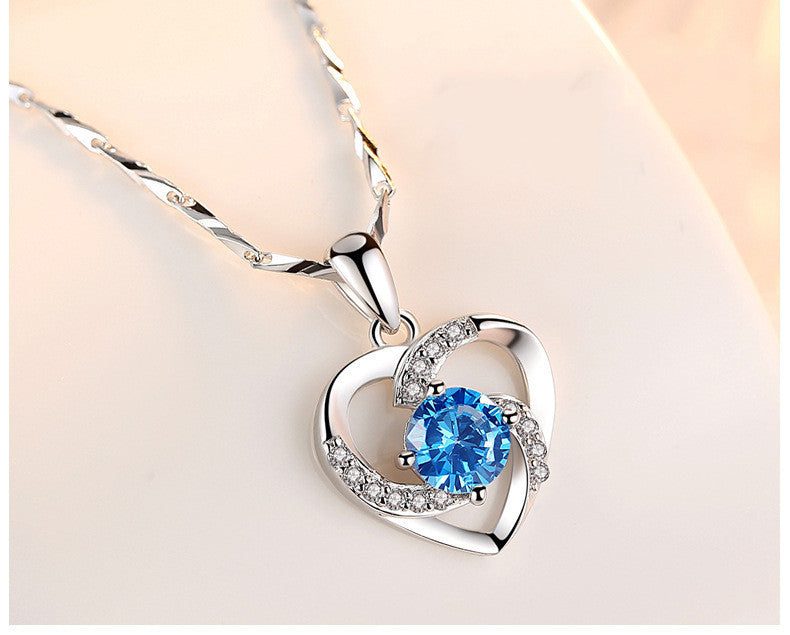Trendy Gorgeous 3 Colors 925 Silver Necklace Pendant for Women Cubic Zircon Jewelry