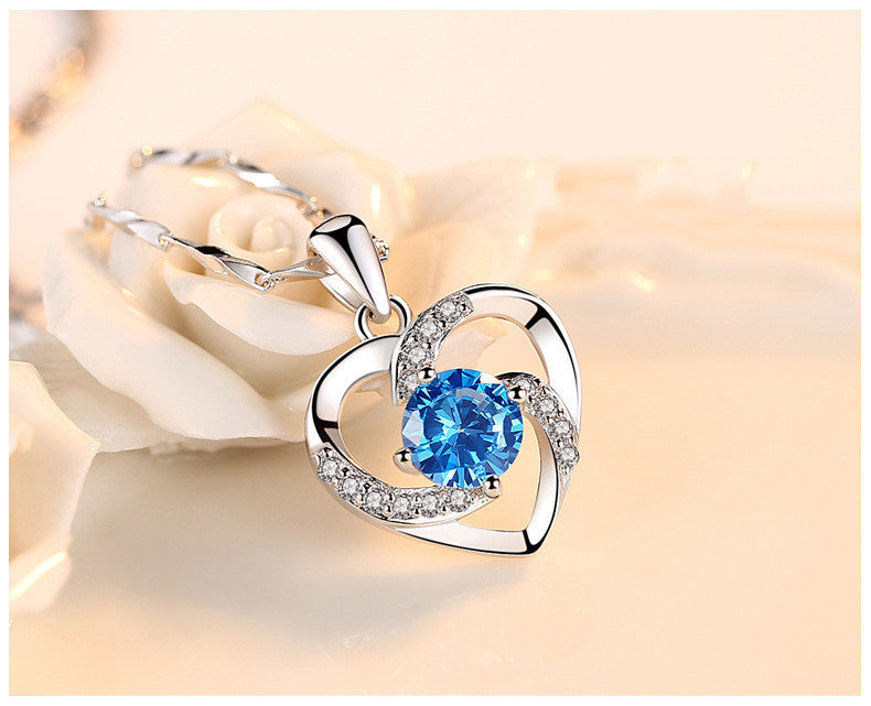 Trendy Gorgeous 3 Colors 925 Silver Necklace Pendant for Women Cubic Zircon Jewelry