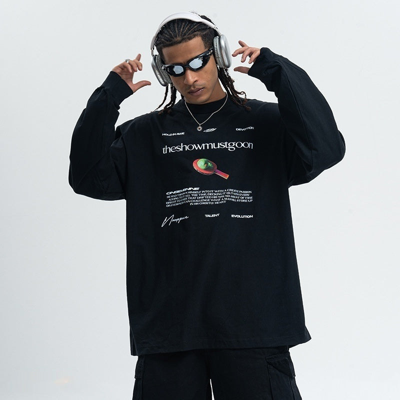 Letter Printed Cotton Long-sleeved T-shirt