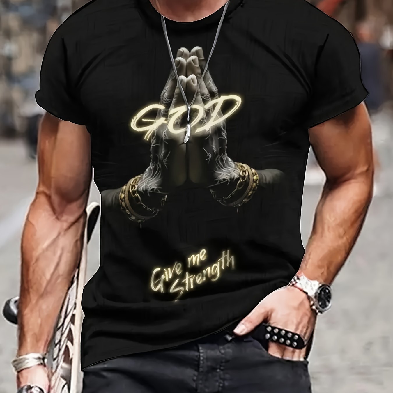God Gives Me Strength Men's Comfortable T-shirt