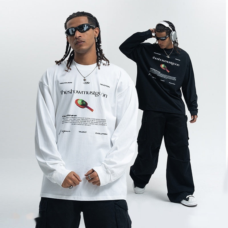 Letter Printed Cotton Long-sleeved T-shirt