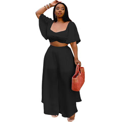 Two-piece Plus Size Blouse And Pants With Fleece