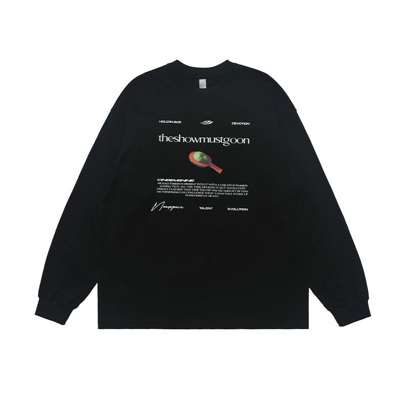 Letter Printed Cotton Long-sleeved T-shirt