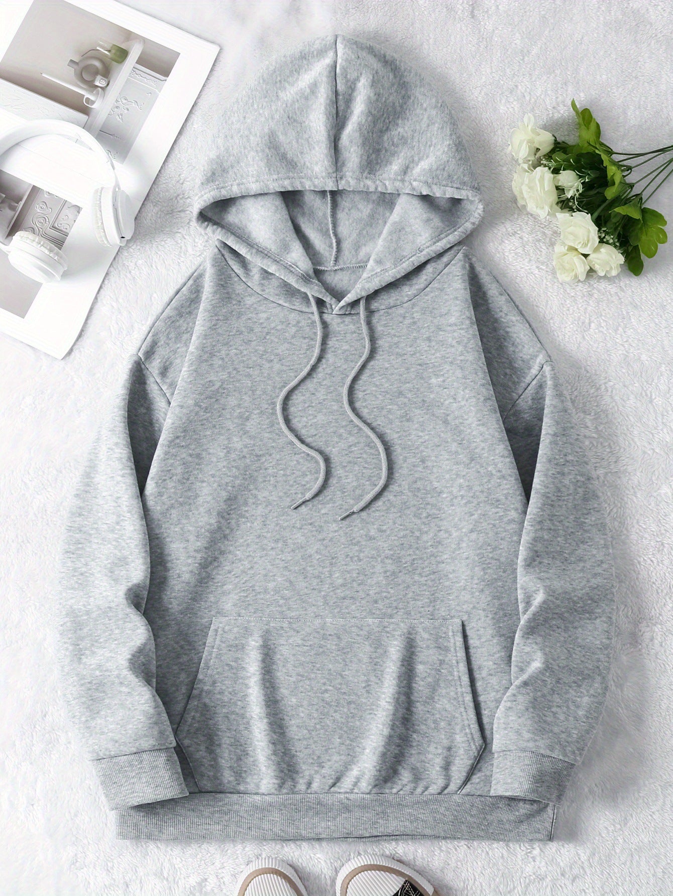 Casual Knit Polyester Hoodie For Women