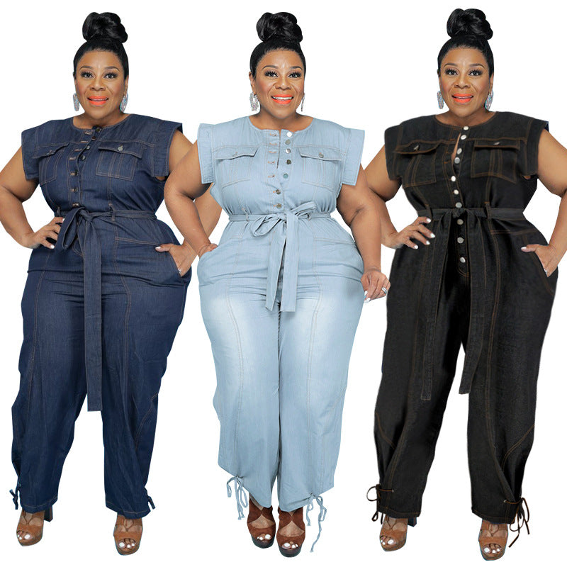 Denim Casual Jumpsuit