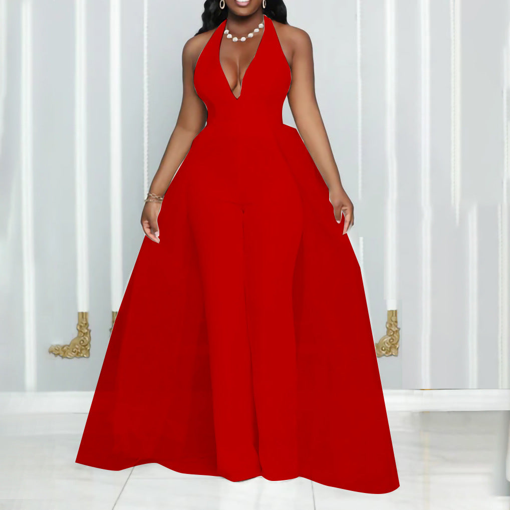 Mesh Stitching Fashion Plus Size Jumpsuit