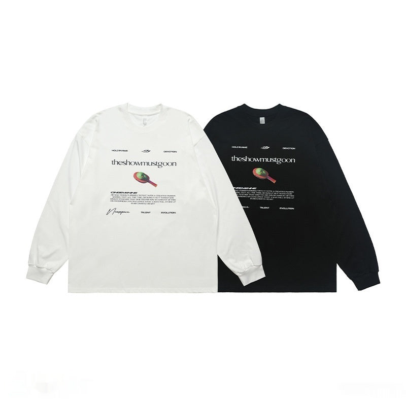 Letter Printed Cotton Long-sleeved T-shirt