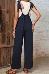 Tied Wide Leg Overalls