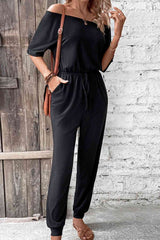 Off-Shoulder Jumpsuit with Pockets