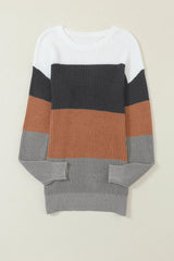 Color Block Round Neck Sweater