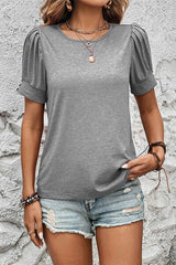 Round Neck Puff Sleeve T-Shirt